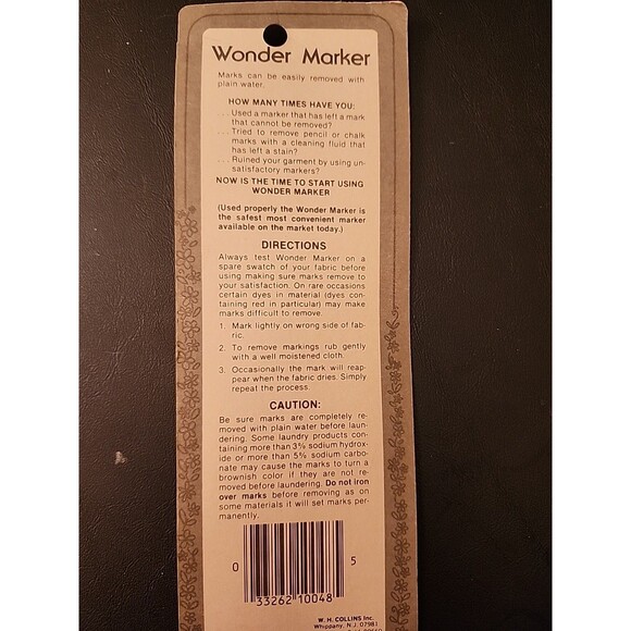 Wonder Marker Removable Blue Mark Fabric Quilt Needle Embroidery #48 SEALED Vtg - Picture 4 of 6